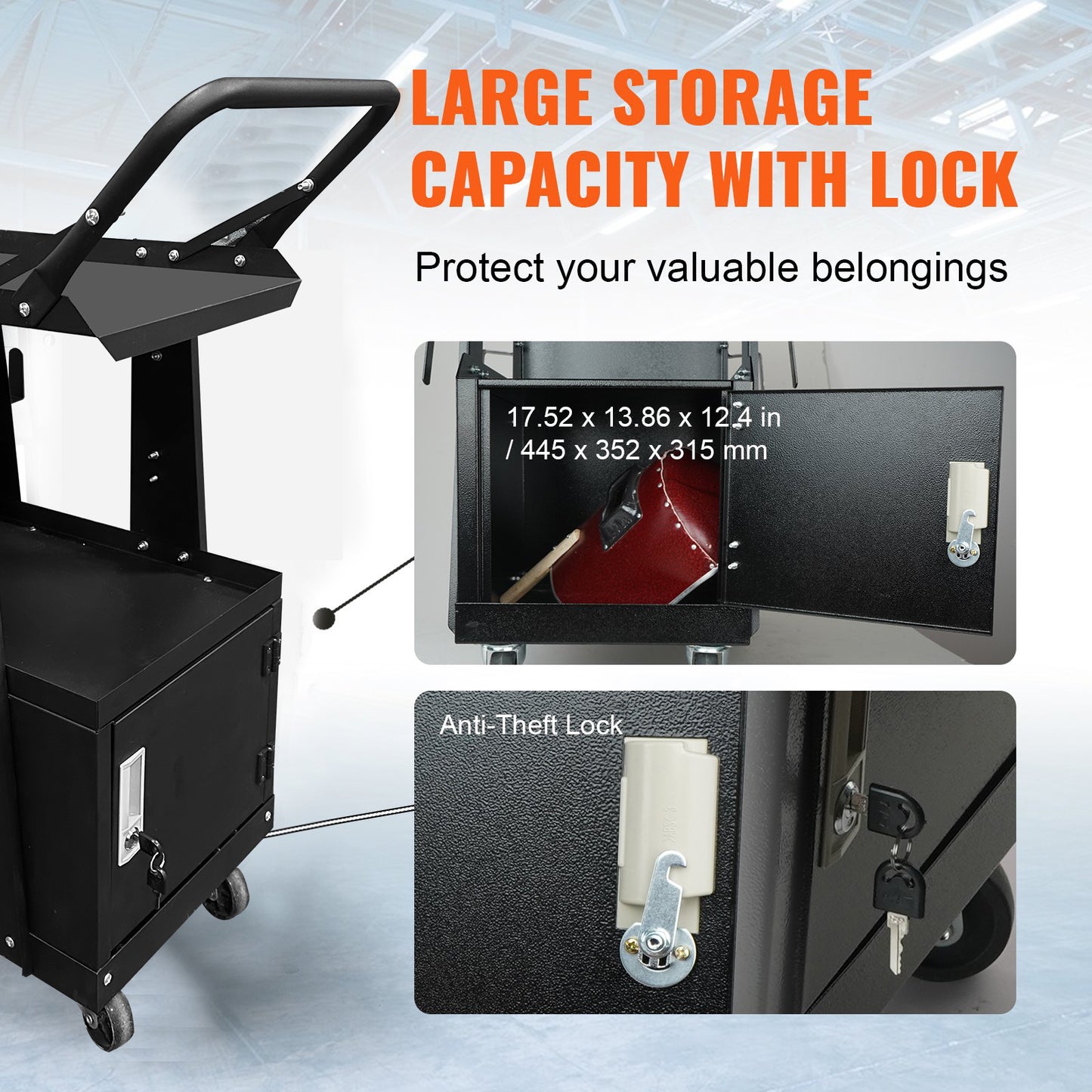 WTC3-T02 Wózek do ciężkich spawarek Tamplar z zamkiem, wózek MIG MMA TIG PLASMA Cutter