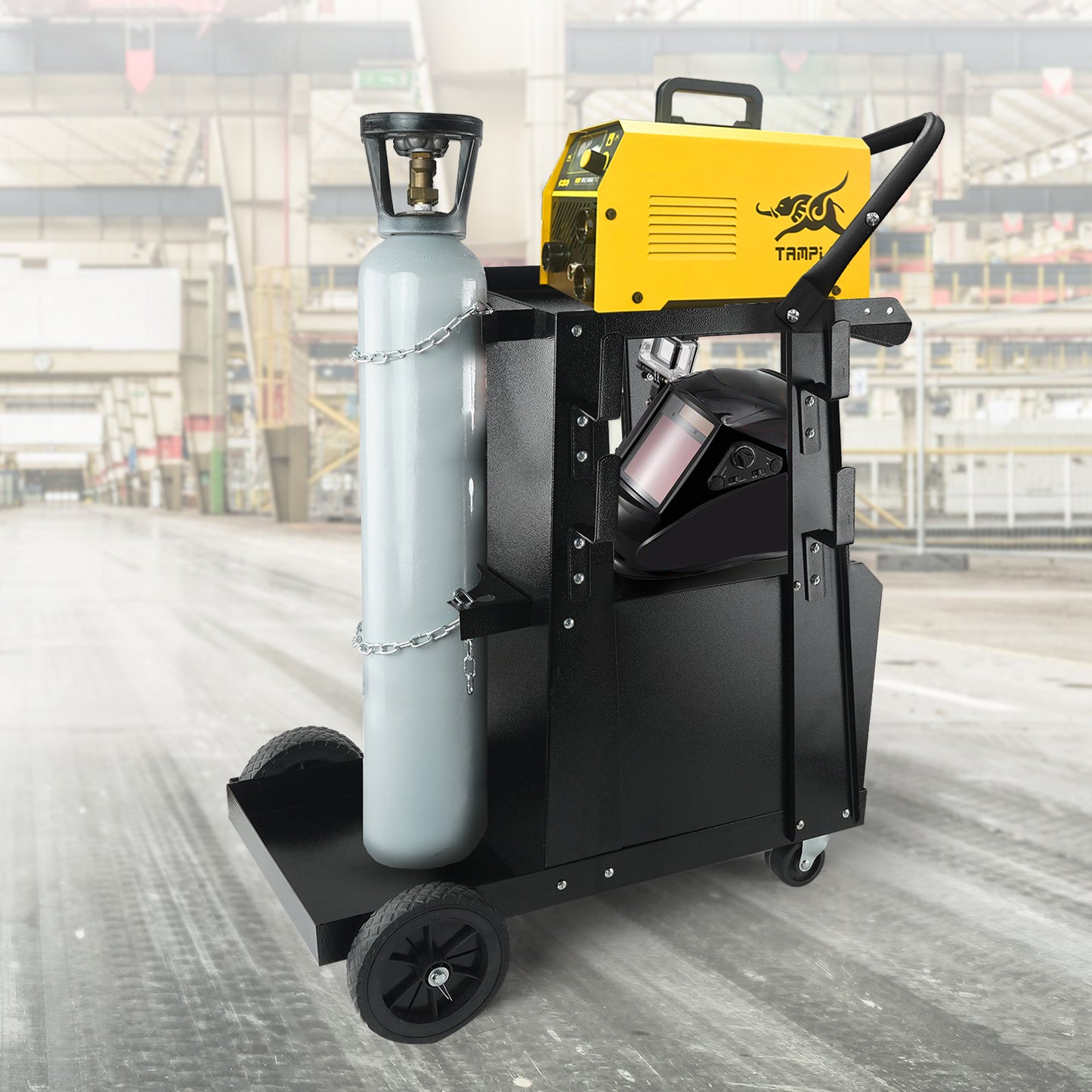 WTC3-T02 Wózek do ciężkich spawarek Tamplar z zamkiem, wózek MIG MMA TIG PLASMA Cutter