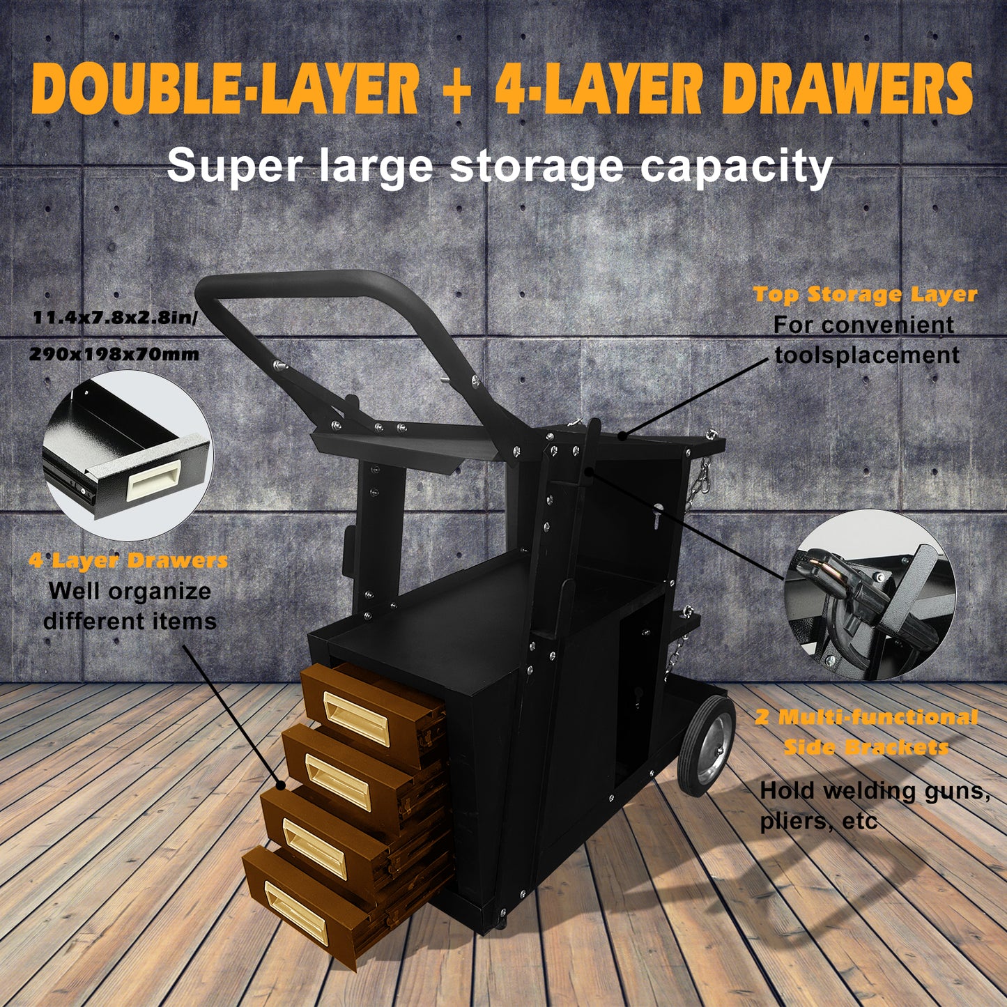 WTC3-T03 Szafka z szufladami wózek do przechowywania przecinarki plazmowej, spawarki mig, wózek do spawania mma tig, wózek do cięcia plazmowego