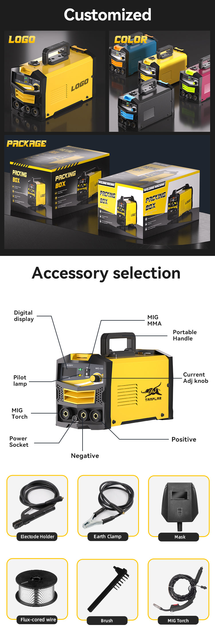 MIG-1202P High Quality Wholesale Mig Mma 2 In 1 Mig Welding Machine Without Gas Welder welding machine