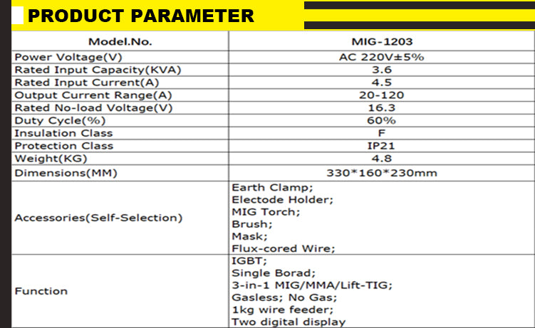 MIG-1203 Hot selling mini welder mig tig mma 120a 220v 3 in 1 metal weld mig welder flux core inverter welder machine  mig welders inverter
