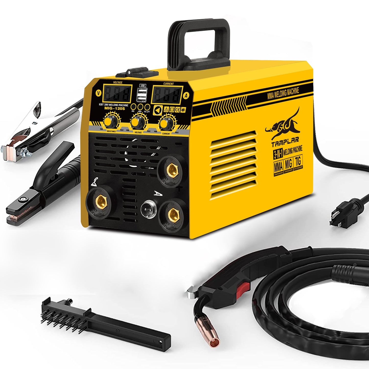 MIG-1203 Hot selling mini welder mig tig mma 120a 220v 3 in 1 metal weld mig welder flux core inverter welder machine  mig welders inverter