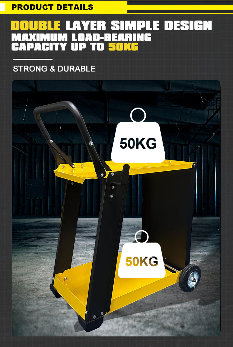 WTC2-T01 Wózek narzędziowy spawalniczy z dwoma warstwami i dużym tylnym kołem