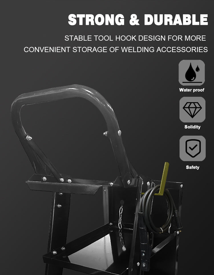 WTC3-T01 Wysokiej jakości wytrzymały wózek spawalniczy 3-poziomowy do spawarek MIG TIG, przecinarek plazmowych, warsztatowy wózek na narzędzia z łańcuchem do butli gazowych