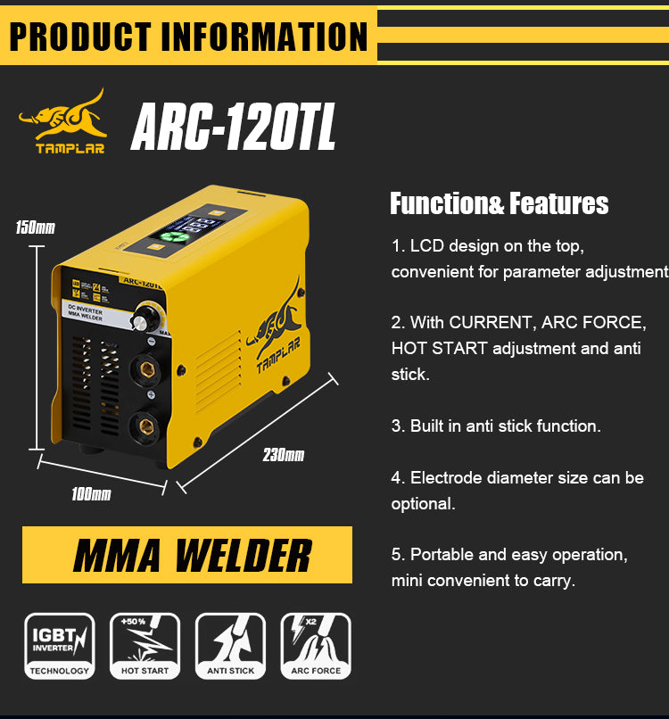 ARC-120TL Tamplar welding machine mma welder arc machine welding tamplarweld