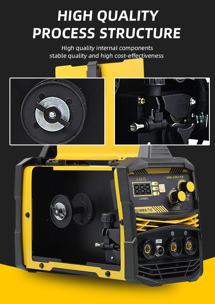 MIG-1205PV Mig High Performance Welding Machine 220V 120A Free Spare Parts Mig multifunction welding machine with accessories