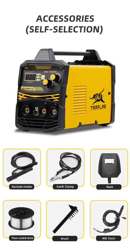 MIG-1205PV Mig High Performance Welding Machine 220V 120A Free Spare Parts Mig multifunction welding machine with accessories