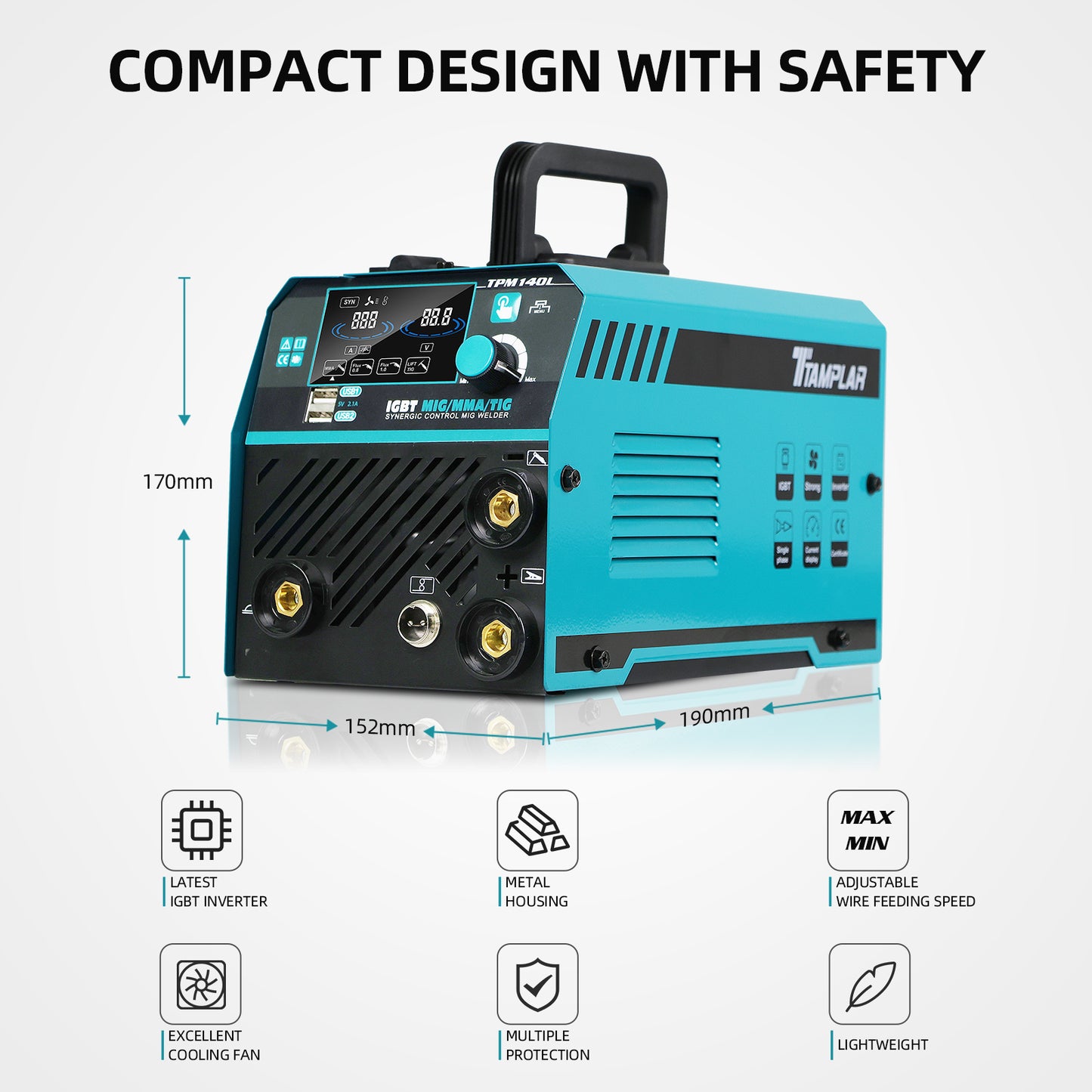 TTAMPLAR TPM-140L MIG welding machine with LCD