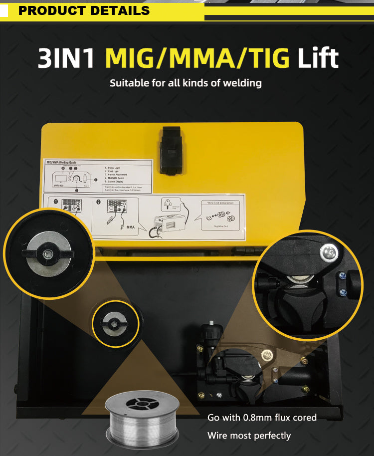 MIG-1203 Hot selling mini welder mig tig mma 120a 220v 3 in 1 metal weld mig welder flux core inverter welder machine  mig welders inverter