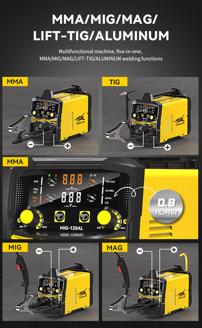 MIG-120AL TAMPLAR Aluminum Welder 120A 110V or 220V 5 in 1 mig Welding Machine portable Gas/Gasless Flux MIG/Lift TIG/Stick weld