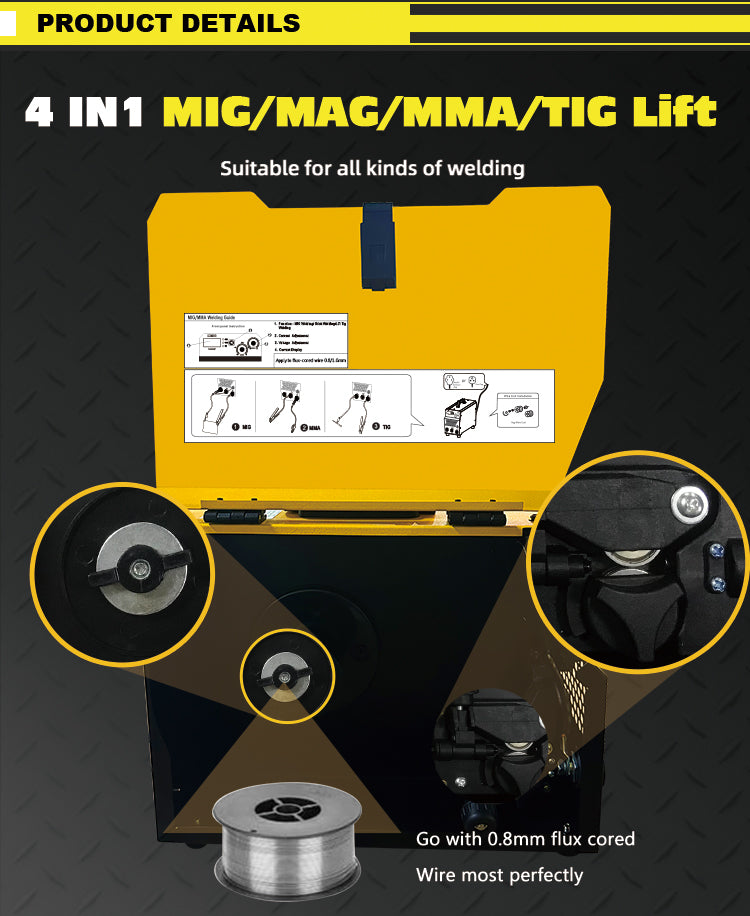 MIG-160E New design 4 in 1 mag mig mma tig welding machine portable 1/5KG gas or gasless welder 140a 220V arc welder mig welding