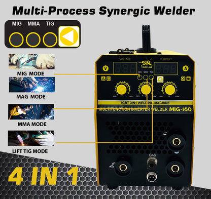 MIG-160E New design 4 in 1 mag mig mma tig welding machine portable 1/5KG gas or gasless welder 140a 220V arc welder mig welding