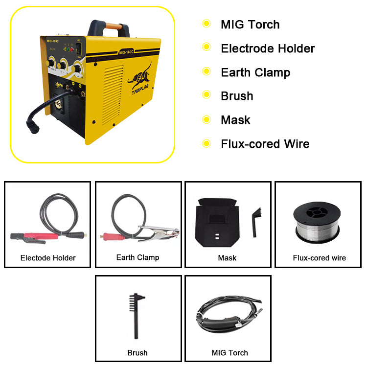 MIG-160C Best Portable Metal Gas Free Gasless Flux Core 5Kg Single Phase Cleaning Mig Welding Machine welding tool