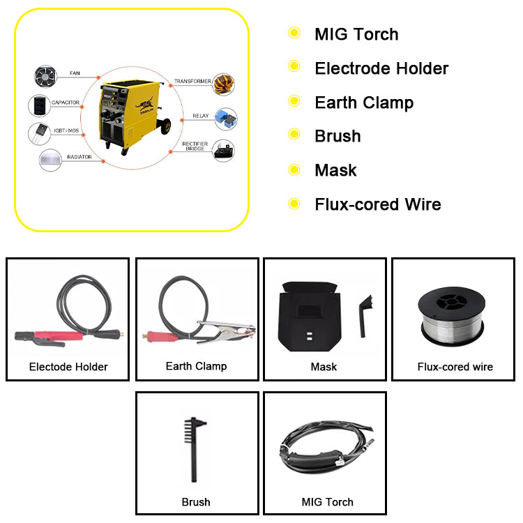 MIG-250T Three Borad Gasless 15Kg Wire Feeder Trolley Quality Welding Machine