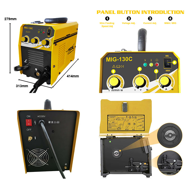 MIG-130C Best selling professional 120A 220V Metal Sheet 3 In 1 Gas No Gas Wire Mig Welding Machine