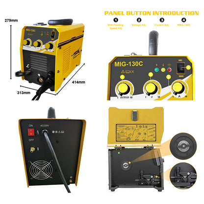 MIG-130C Best selling professional 120A 220V Metal Sheet 3 In 1 Gas No Gas Wire Mig Welding Machine