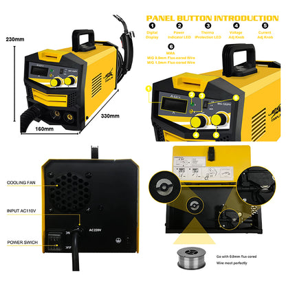 MIG-1202PV New Portable Gasless 1Kg Wire Holder Mma Mig Plastic 220V Voltage Regulation Modern no gas Welding Machine mig welder