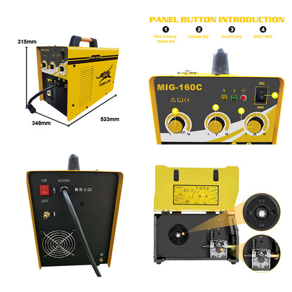 MIG-160C Best Portable Metal Gas Free Gasless Flux Core 5Kg Single Phase Cleaning Mig Welding Machine welding tool