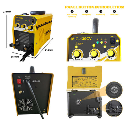 MIG-130CV 110V 220V Flux Core 120 Amp 3 in 1 Mma Mig Welding Machines Price Gasless Sale Arc Mma Welding Machines