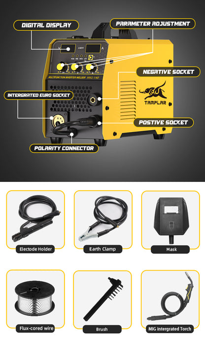 MIG-140P TAMPLAR 5kg mini welding machine portable 4 in 1 welder soldadora mig 140A
