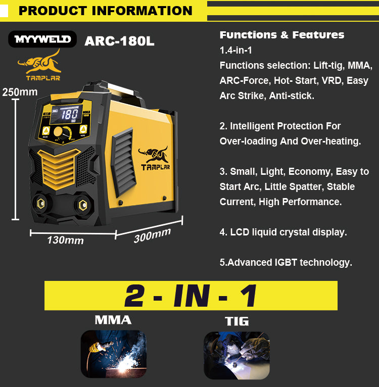 ARC-180L Popular Style Igbt Arc Inverter Welding Mini Portable 180A LCD welding machine manual metal other Arc Welders