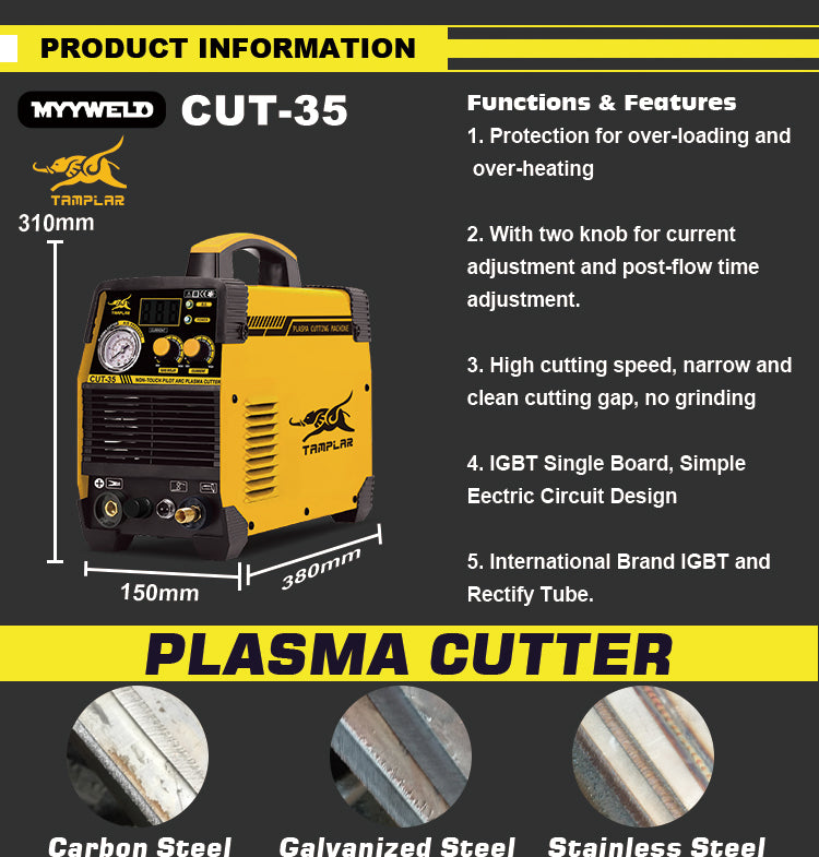 CUT-35 Portable low cost inverter plasma welding machine green cut welder cut 40 air plasma cutter