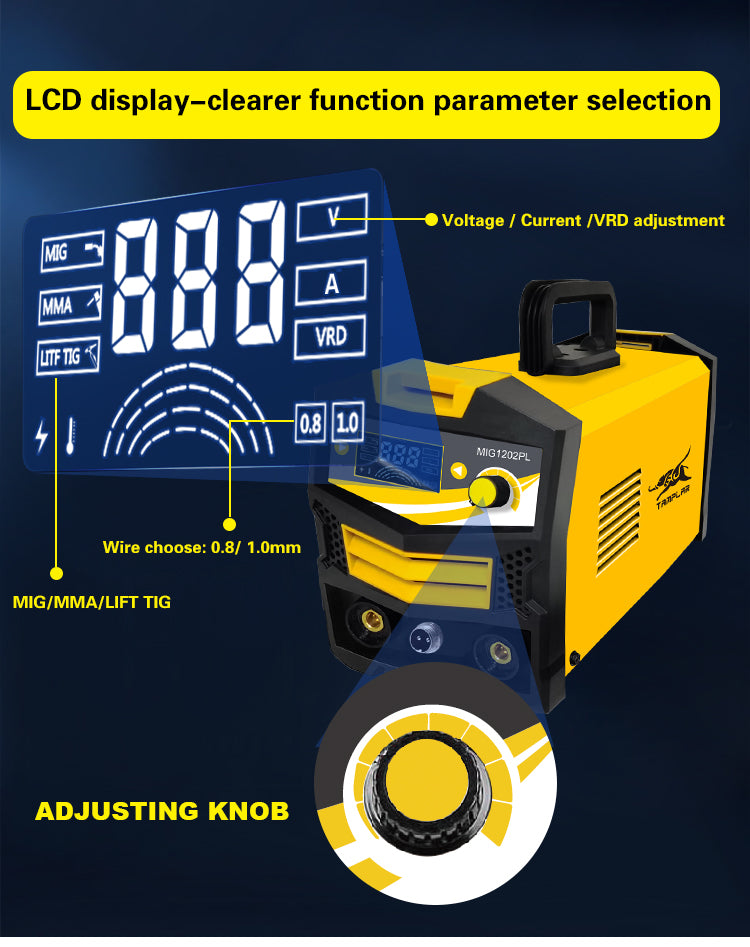 MIG-1201PL New design for wholesale LCD display mig 120 no gas mig mma welder 110V maquina de solda portable welding machine