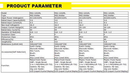 MIG-1201PL New design for wholesale LCD display mig 120 no gas mig mma welder 110V maquina de solda portable welding machine