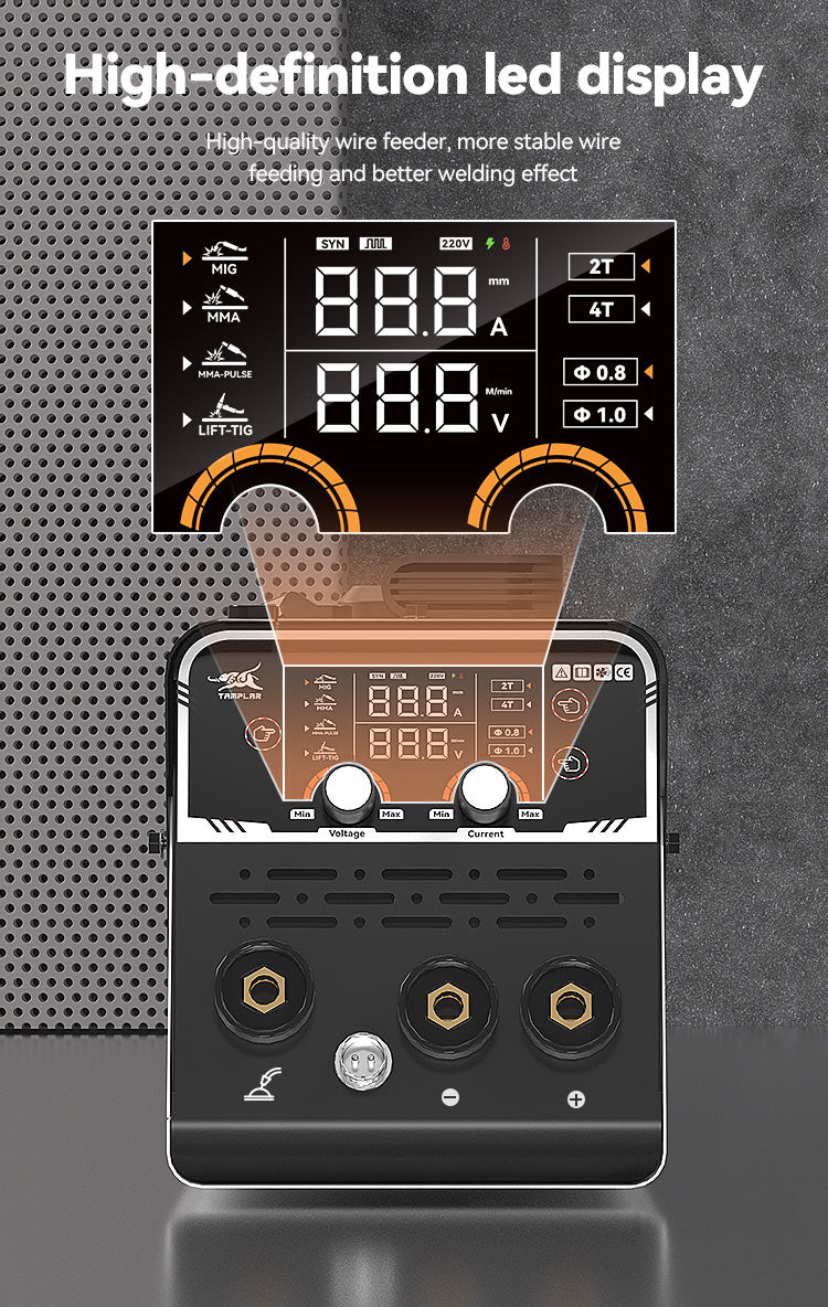 715MIG-120PLA Poste à souder 5-en-1 d'usine avec Lift TIG, OEM pour soudage aluminium/acier, écran LCD sans gaz