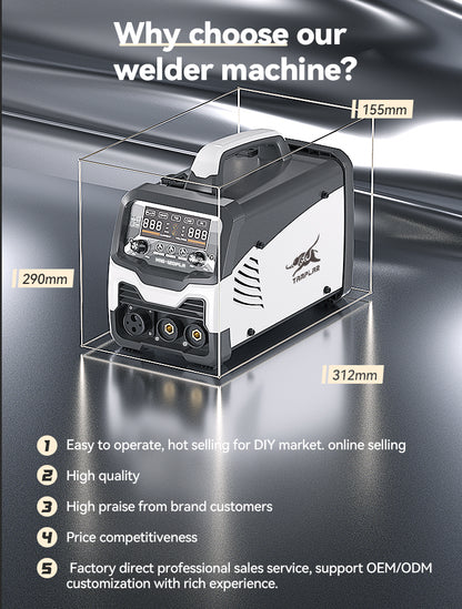 715MIG-120PLA Factory 5-in-1 Welder with Lift TIG, OEM for Welding Aluminum/Steel, LCD Display No Gas