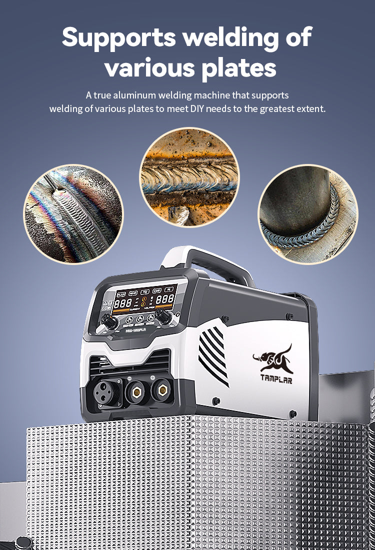 715MIG-120PLA Factory 5-in-1 Welder with Lift TIG, OEM for Welding Aluminum/Steel, LCD Display No Gas