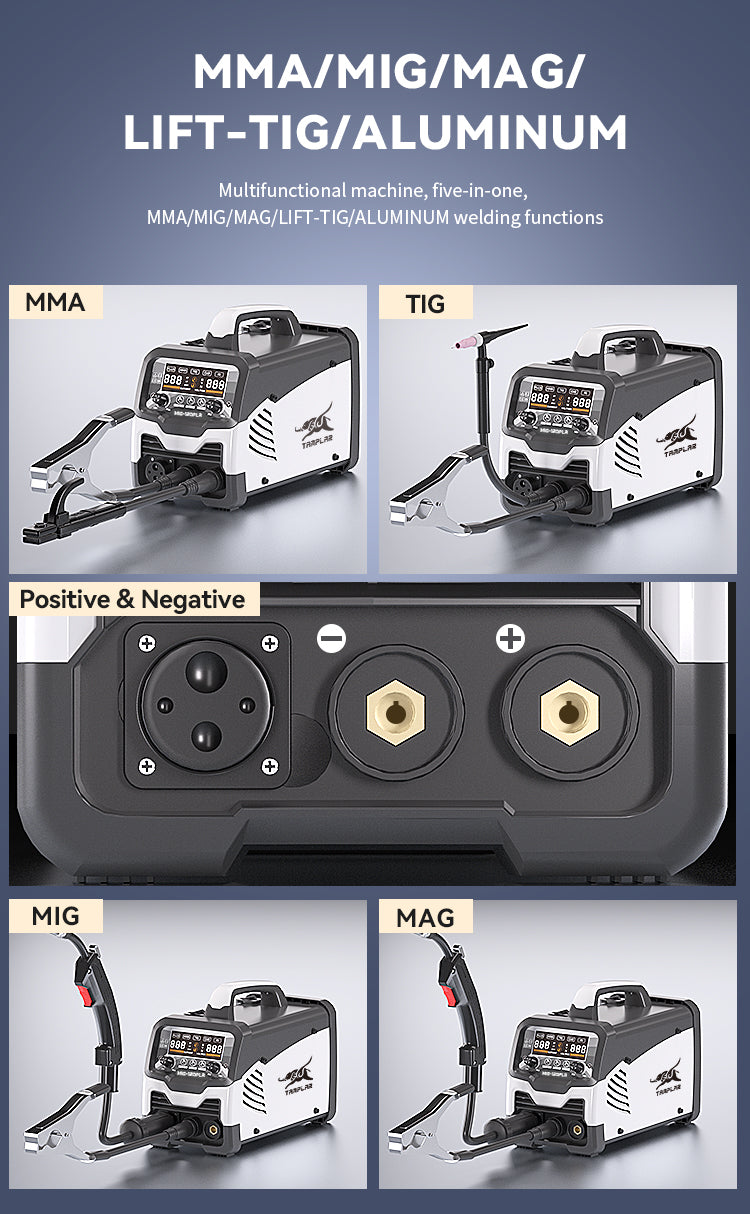 715MIG-120PLA Factory 5-in-1 Welder with Lift TIG, OEM for Welding Aluminum/Steel, LCD Display No Gas