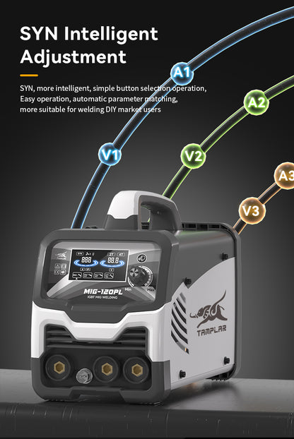 715MIG-120PL LCD Display 3-in-1 Welder, No Gas Required Modern Plastic Body European Standard Welding Machine Factory