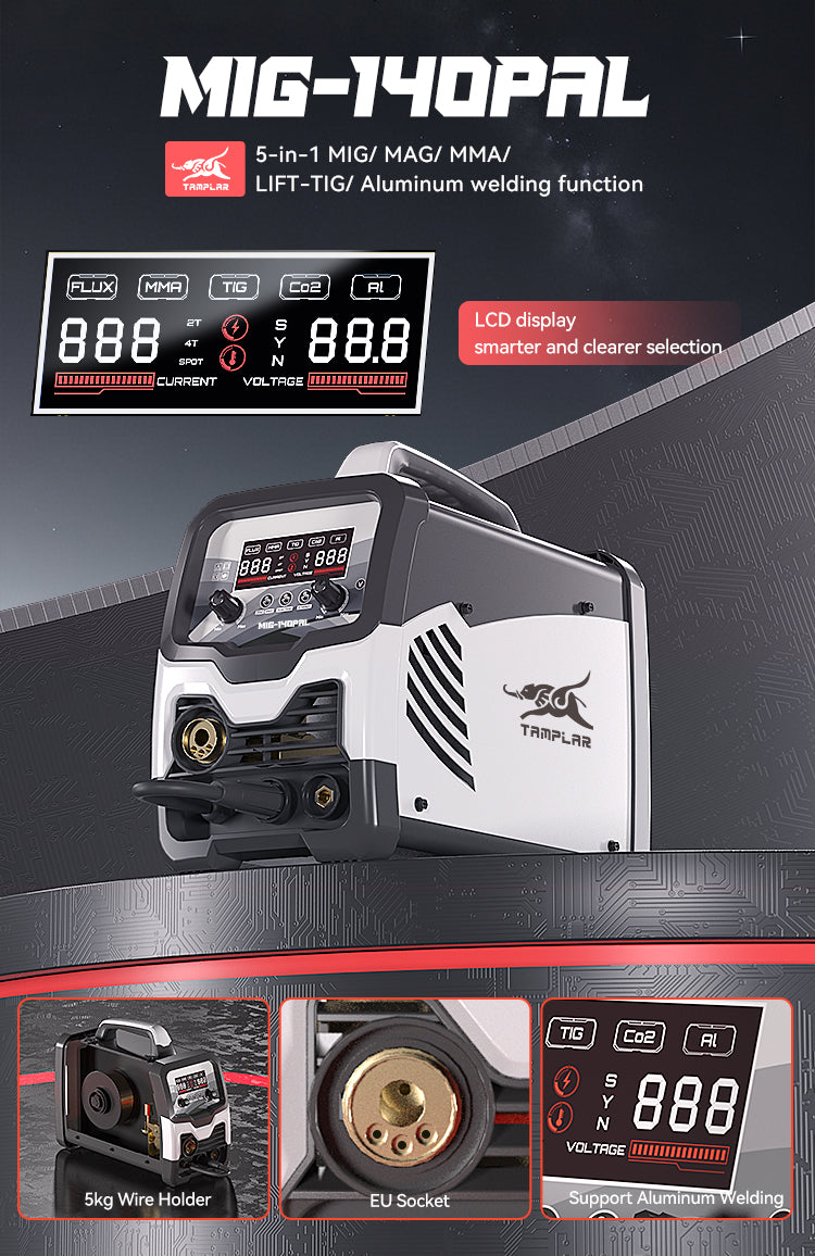 715MIG-140PAL Welding Machine Manufacturer from China Inverter MIG TIG MMA welding machine OEM ODM Available Aluminum welder