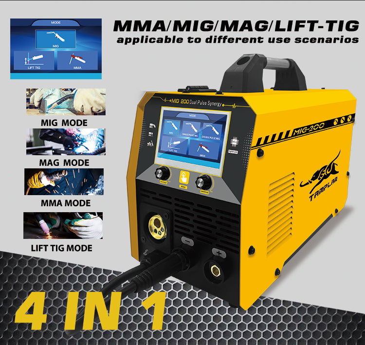 MIG-200PC 220V 4 in 1 multi welder pulse soldadoras mig with color screen welding machine maquina para soldar 200A