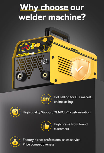 MIG-1201MT Nouveau Soudeuse 3 en 1 Mma Tig Mig 120Amp 110V IGBT Métal Panneau Avant Sans Gaz Soudeuses Machine de Soudage Mig Portable