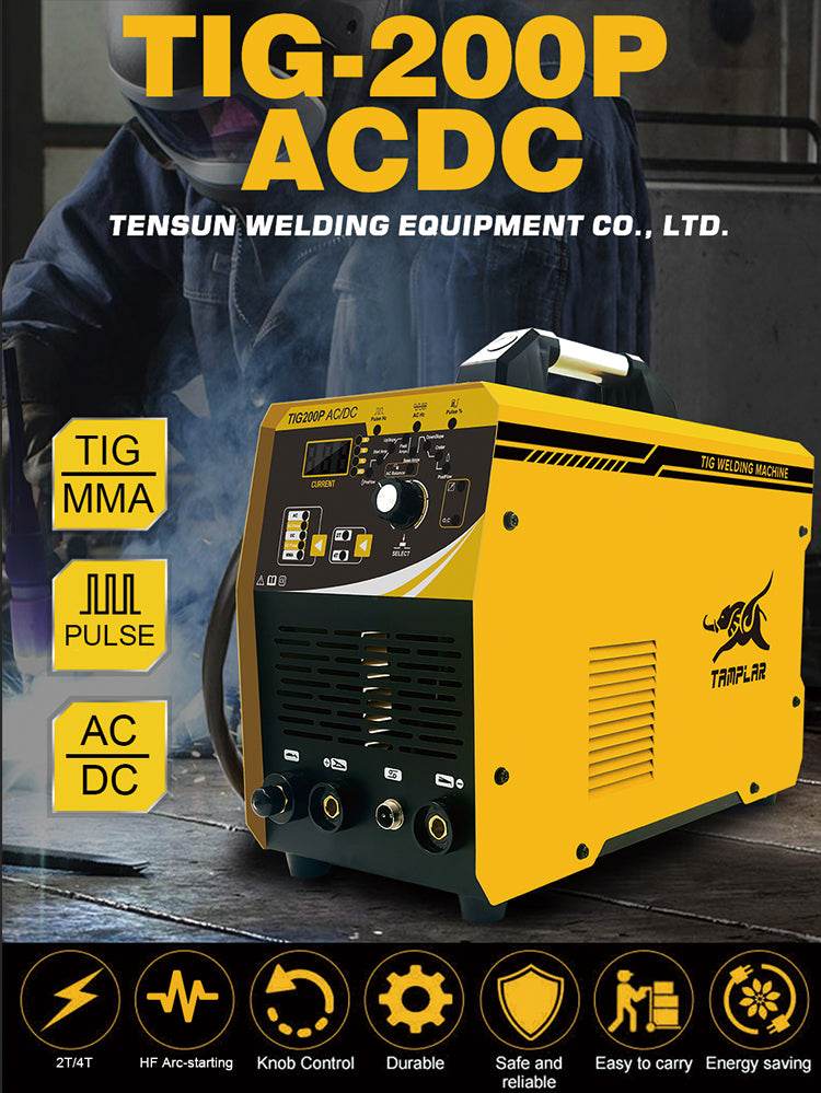 TIG-200P ACDC Pulse MMA TIG 200a Welder 220V for stainless steel aluminum inverter IGBT tig argon machine welding