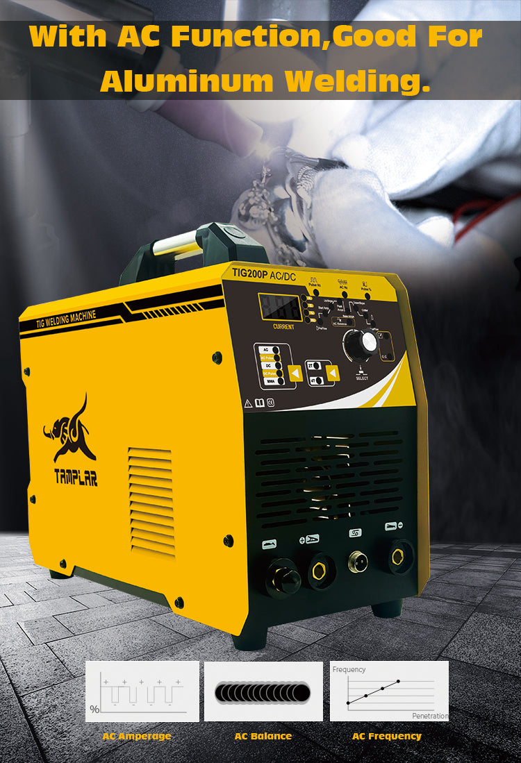 TIG-200P ACDC Pulse MMA TIG 200a Welder 220V for stainless steel aluminum inverter IGBT tig argon machine welding