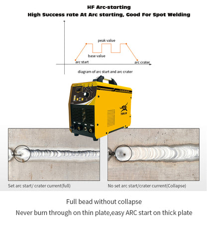 TIG-200P ACDC Pulse MMA TIG 200a Welder 220V for stainless steel aluminum inverter IGBT tig argon machine welding