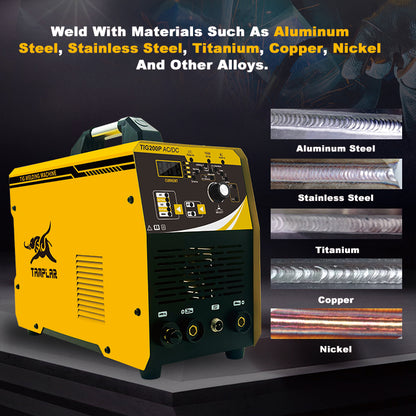 TIG-200P ACDC Pulse MMA TIG 200a Welder 220V for stainless steel aluminum inverter IGBT tig argon machine welding