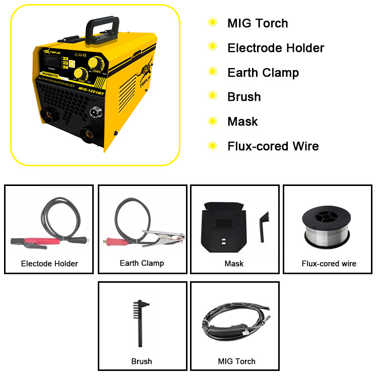 MIG-1201MT Professional Made Metal Double Knob Gasless multifunction 110V mig welder welding tool machine