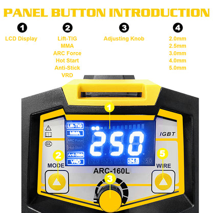 ARC-160L Factory customization Small Size And Portable welder 220V Arc Welding Machine with LCD display